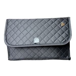 Women's PurseN Black Quilted Toiletry Getaway TravelBag w/ New Sponge +Brush Set